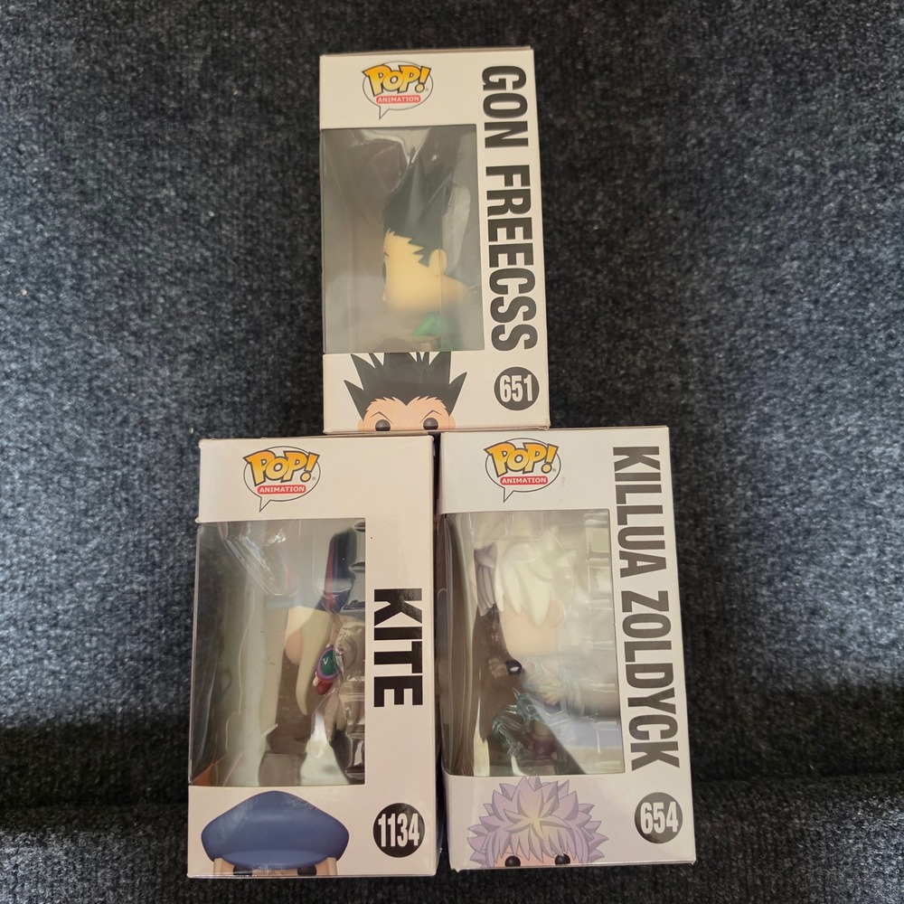 Funko Pop Hunter x Hunter Bundle Gon 651 Killua 654 Kite 1134 Vinyl Figures